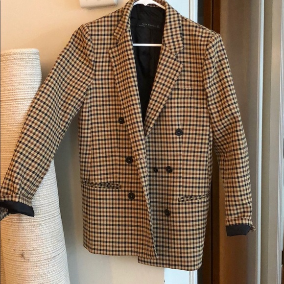 tartan blazer zara